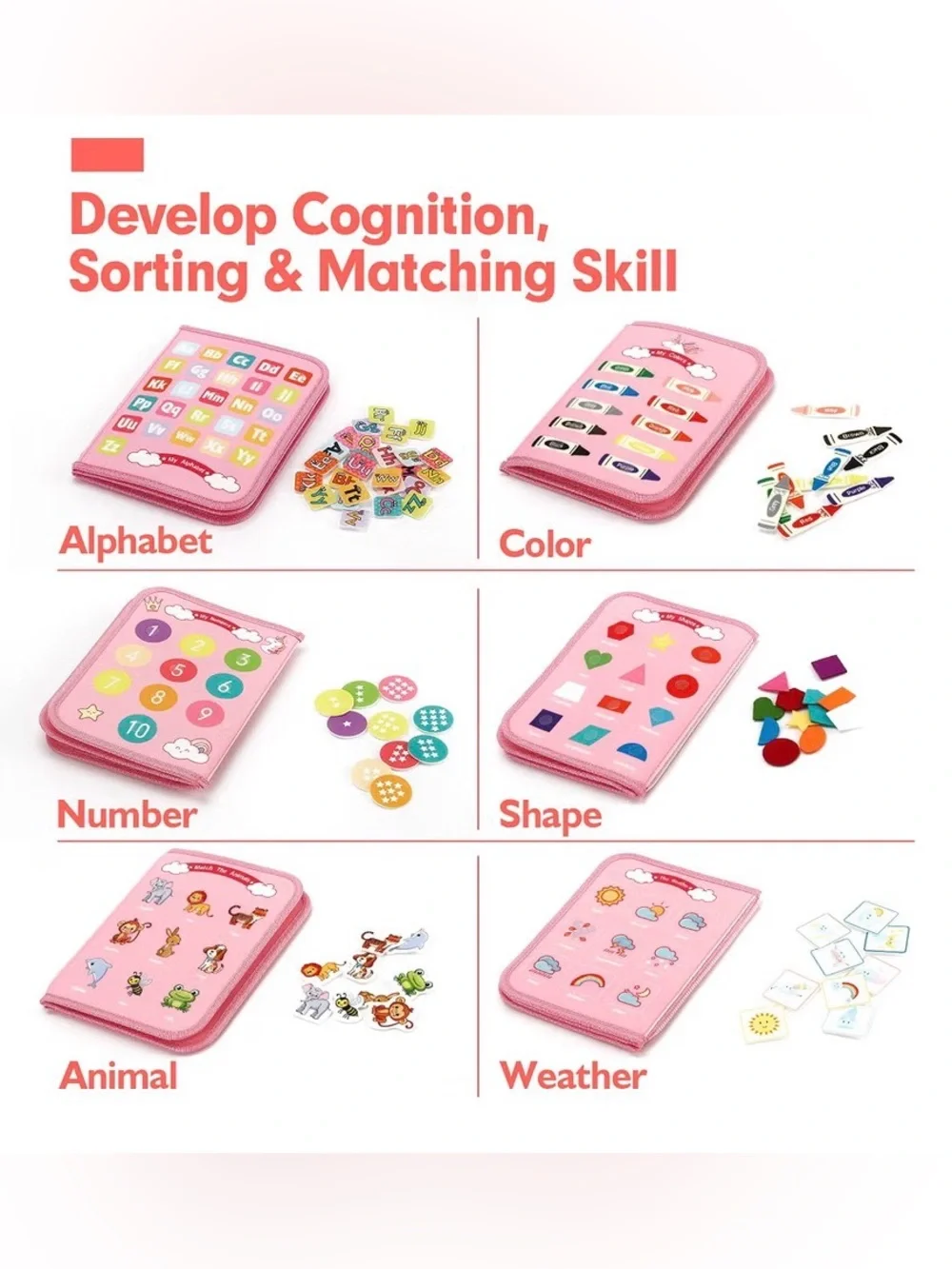 Kids Pink Busy Book Activity Case - Educational Travel Toy